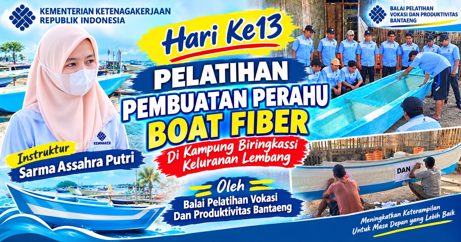 Hari Ke-13 Pelatihan Boat Fiber di Biringkassi, Semangat Peserta Mengukir Masa Depan Industri Maritim Lokal